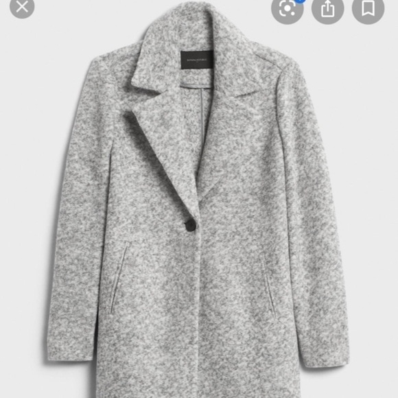 Banana Republic knit Wool Blend Overcoat heater grey one button size XS midi - Picture 2 of 13
